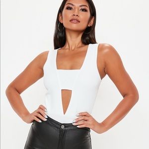 Missguided White Panel Front Bodysuit